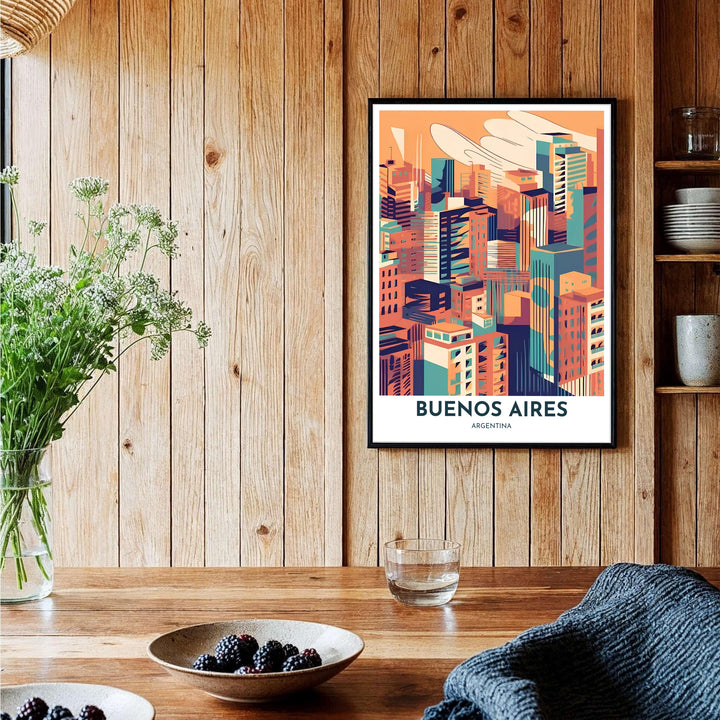 Mid-century style city skyline artwork printed on 220gsm acid-free Epson matte paper with rich archival ultra-chrome inks. Offered in the MapYourDreams store, this artwork suits any room setup in unframed paper, real wood frames, or canvas wrap styles.