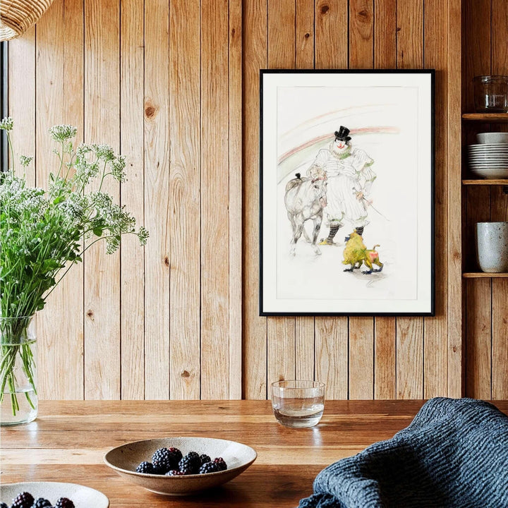 Vintage Parisian circus print of Cheval Et Singe Dresses (1899), Henri de Toulouse-Lautrec drawn during his hospital stay in Neuilly-sur-Seine near Paris, France. Shop high-definition framed prints, unframed poster art, and stretched canvas choices directly at MapYourDreams for wall displays.