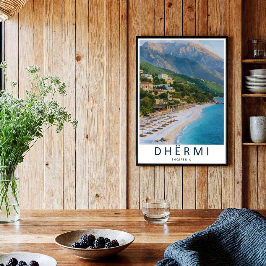 A stunning summer travel poster capturing Dhërmi&