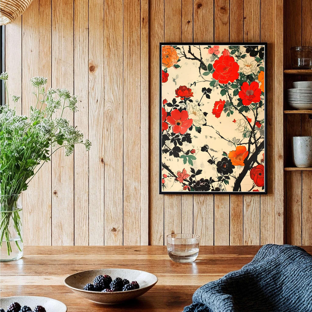 Authentic Japanese Ukiyo-e botanical poster of Hokusai floral artwork by artist Katsushika Hokusai referencing Tokyo art history. Order custom framed, unframed paper, or textured canvas print options from MapYourDreams.