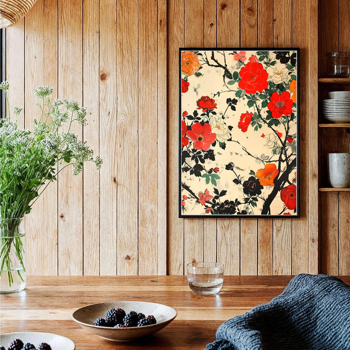 Authentic Japanese Ukiyo-e botanical poster of Hokusai floral artwork by artist Katsushika Hokusai referencing Tokyo art history. Order custom framed, unframed paper, or textured canvas print options from MapYourDreams.