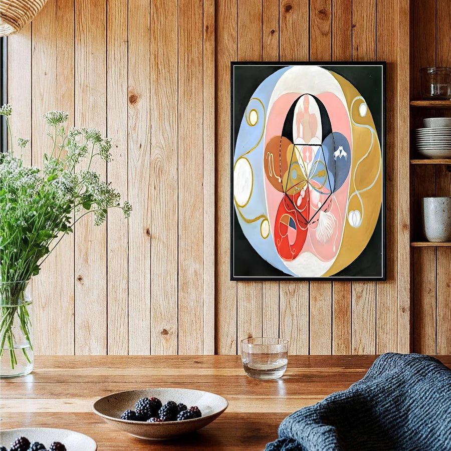 Highlighting the pioneering vision of abstract spiritualism developed across early Swedish studios, this historic Hilma af Klint Evolution No 14 decor piece serves as an arresting focal point for studies and offices. Offered by MapYourDreams, this artwork is available in flexible options including unframed paper, custom wooden frames, and gallery canvas wraps.