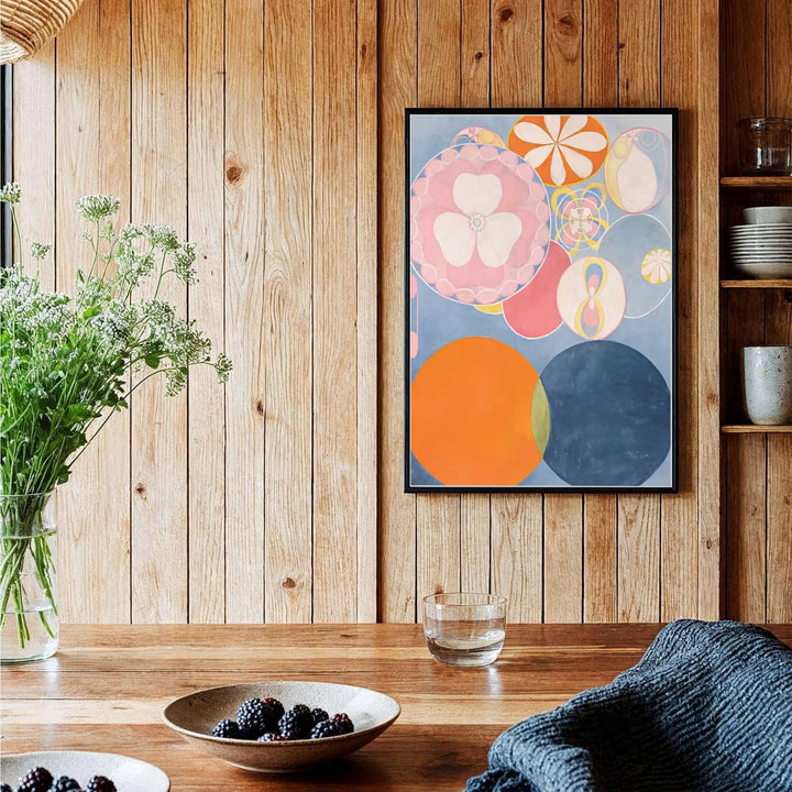Highlighting the pioneering vision of abstract spiritualism celebrated in Stockholm galleries, this historic The Ten Largest No 3 Youth 1907 decor piece by Hilma af Klint serves as a striking focal point. Offered by MapYourDreams, this artwork is available in flexible options including unframed paper, custom wooden frames, and gallery canvas wraps.