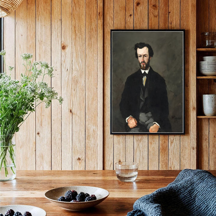 Impressionist seated figure poster print of Paul Cezanne Antony Valabregue 1866 showcasing rich brushwork in Aix-en-Provence France. MapYourDreams features high-quality framed wall decor, unframed prints, and stretched canvas options ideal for modern living room wall decoration.