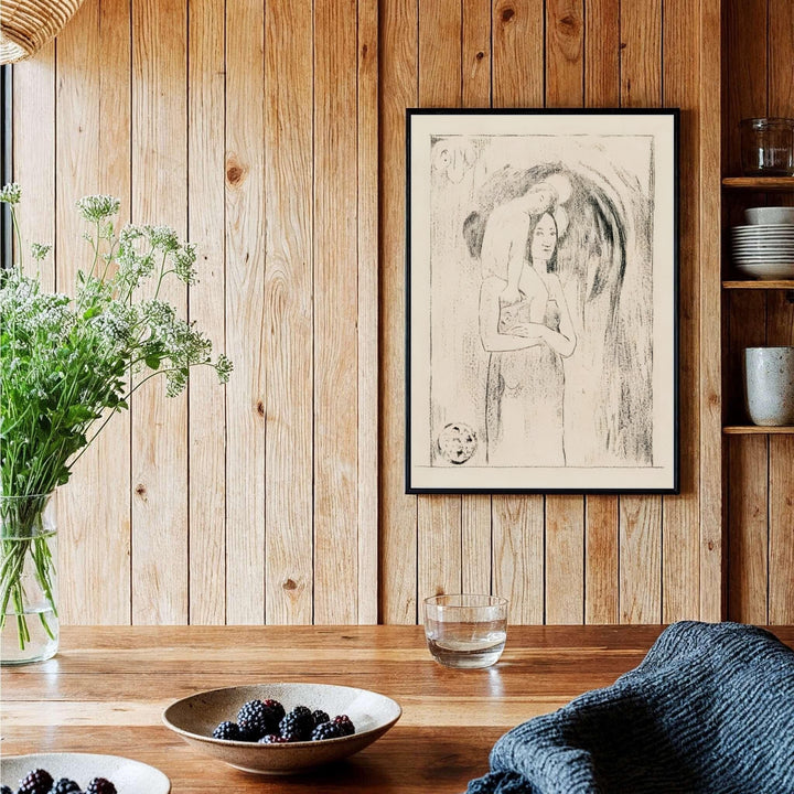 Graphic Symbolist print of Paul Gauguin Hail Mary Ia Orana Maria 1895 created in Tahiti, French Polynesia with a Tahitian Madonna and Child. Shop high-definition framed prints, unframed paper posters, and stretched canvas options directly at MapYourDreams for classic arrangements.