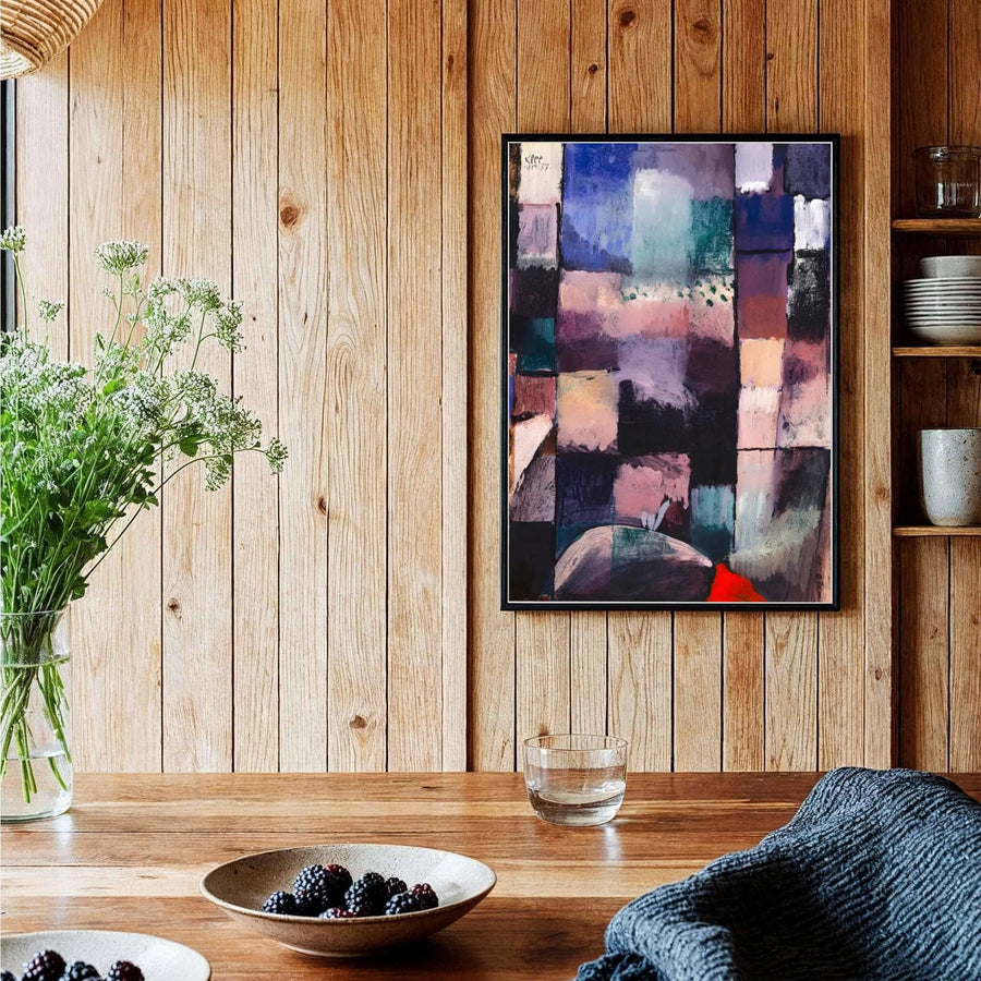 The mesmerizing contrast between the deep vertical color columns and landscape motifs of About A Motif From Hammamet 1914 in this Paul Klee composition creates an atmosphere of serene artistic sophistication. MapYourDreams proudly supplies this fine art print in flexible formats, such as archival paper posters, custom-fitted frames, and ready-to-display gallery canvas wraps for any residential or office space.