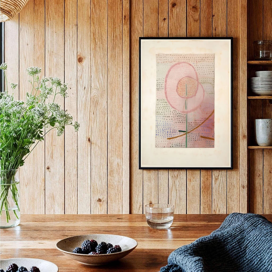 Highlighting the pioneering vision of modern abstraction, this historic Paul Klee Blossoming (Blühend) 1934 decor piece serves as an arresting yet calming focal point for bedrooms, studies, and quiet spaces. Offered by MapYourDreams, this artwork is available in flexible options including unframed paper, custom wooden frames, and gallery canvas wraps.