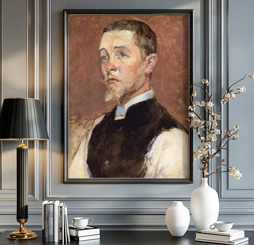 Rare French oil painting illustration print capturing René Grenier in Paris, France. MapYourDreams offers versatile framed, unframed, and gallery canvas print wall decor options.