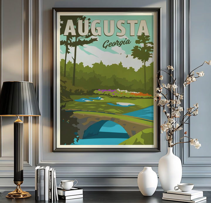 Augusta Georgia Masters golf wall decor displaying the stone Hogan Bridge over Rae&