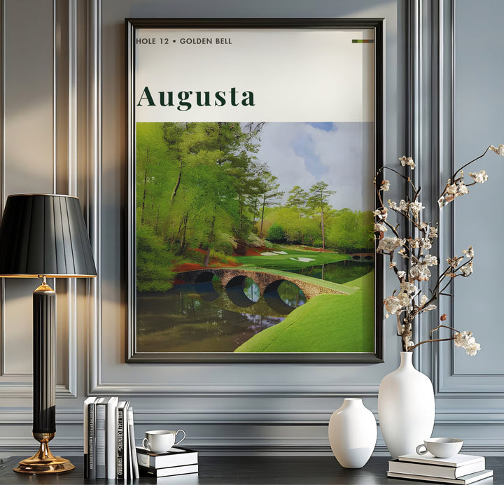 Classic landscape golf poster illustrating the peaceful waters of Rae&