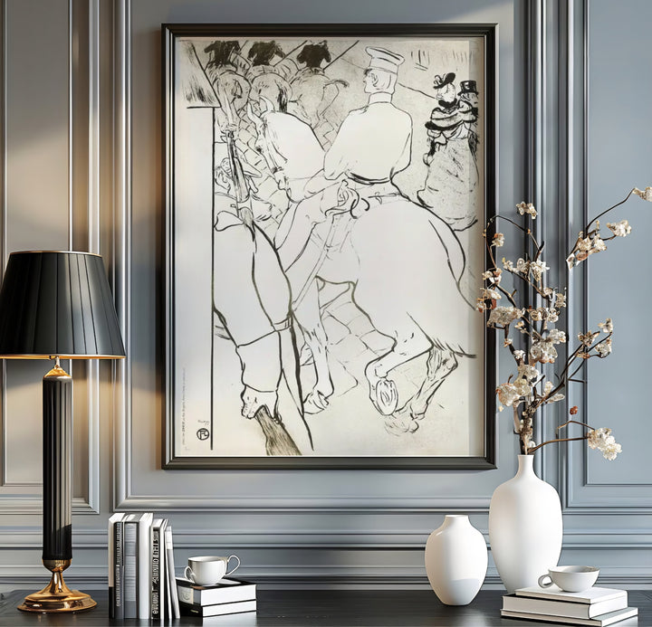 Vintage satire lithograph print of Babylone D’Allemagne (1894), Henri de Toulouse-Lautrec set in the urban streets of Berlin, Germany. Shop high-definition framed prints, unframed poster art, and stretched canvas choices directly at MapYourDreams for historic fine art displays.