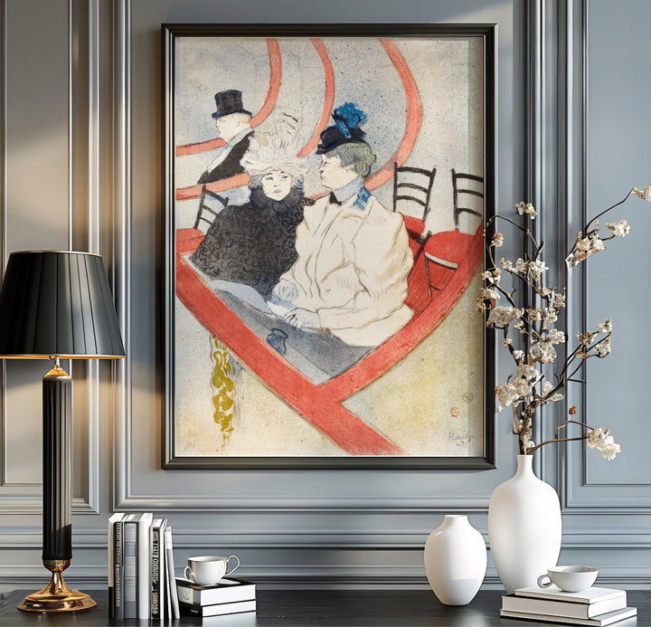 Authentic 19th-century French theatre wall decor print of Box In The Grand Tier (1897), Henri de Toulouse-Lautrec set in Paris, France. Order custom framed prints, unframed fine art paper, or gallery canvas print options from MapYourDreams for your residential interior setup.