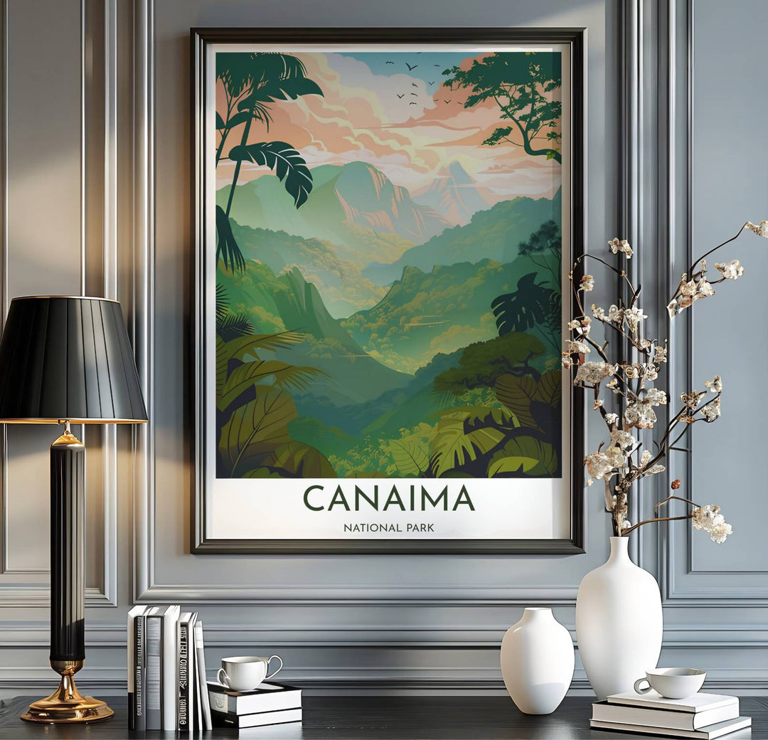Soft sunrise tropical art print produced on 220gsm acid-free Epson professional matte paper with archival ultra-chrome inks. Offered in the MapYourDreams store, this artwork suits any room setup in unframed paper, real wood frames, or canvas wrap styles.