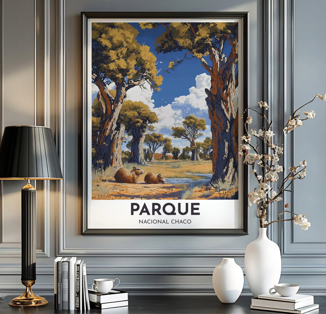 Vibrant wildlife landscape print produced on 220gsm acid-free Epson professional matte paper with ultra-chrome archival inks. Offered in the MapYourDreams store, this artwork suits any room setup in unframed paper, real wood frames, or canvas wrap styles.