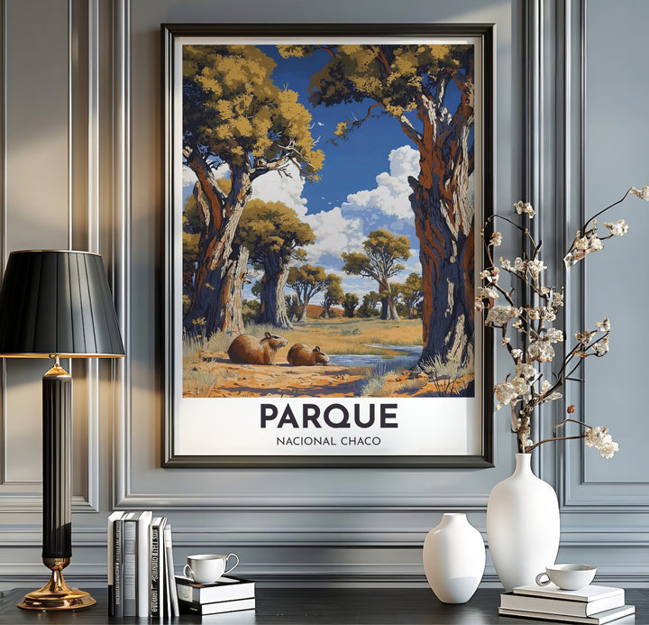 Vibrant wildlife landscape print produced on 220gsm acid-free Epson professional matte paper with ultra-chrome archival inks. Offered in the MapYourDreams store, this artwork suits any room setup in unframed paper, real wood frames, or canvas wrap styles.
