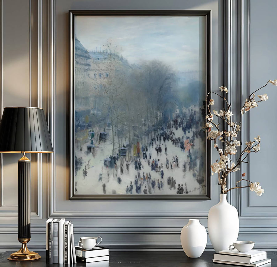 Blending minimalist gallery presentation with sophisticated spatial harmony under classic French impressionist typography, this Boulevard Des Capucines 1873 print represents a high point in fine art. Available via MapYourDreams, choose your preferred finish from unframed paper art print styles, custom framed designs, or dimensional canvas wraps.