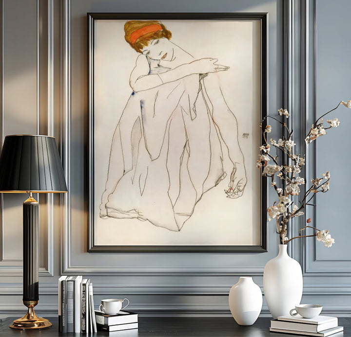 Museum collection watercolor poster of Egon Schiele Dancer Tanzerin 1913 at Albertina Museum Vienna on textured neutral paper finish. MapYourDreams delivers archival framed wall art, unframed paper poster prints, and gallery canvas wall decor for timeless home and office decorating projects.