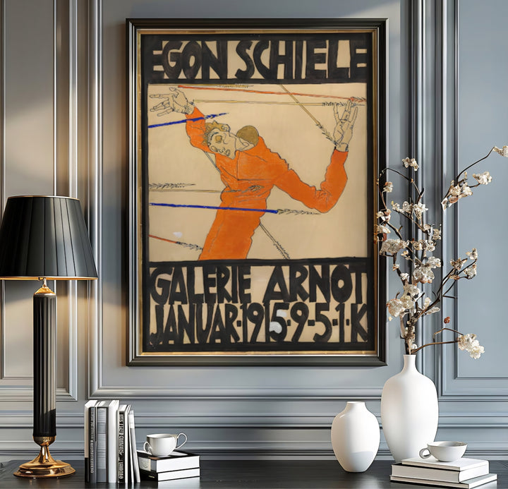 Museum collection exhibition poster of Egon Schiele Galerie Arnot 1915 at Galerie Arnot Vienna on textured neutral paper finish. MapYourDreams delivers archival framed wall art, unframed paper poster prints, and gallery canvas wall decor for timeless home and office decorating projects.
