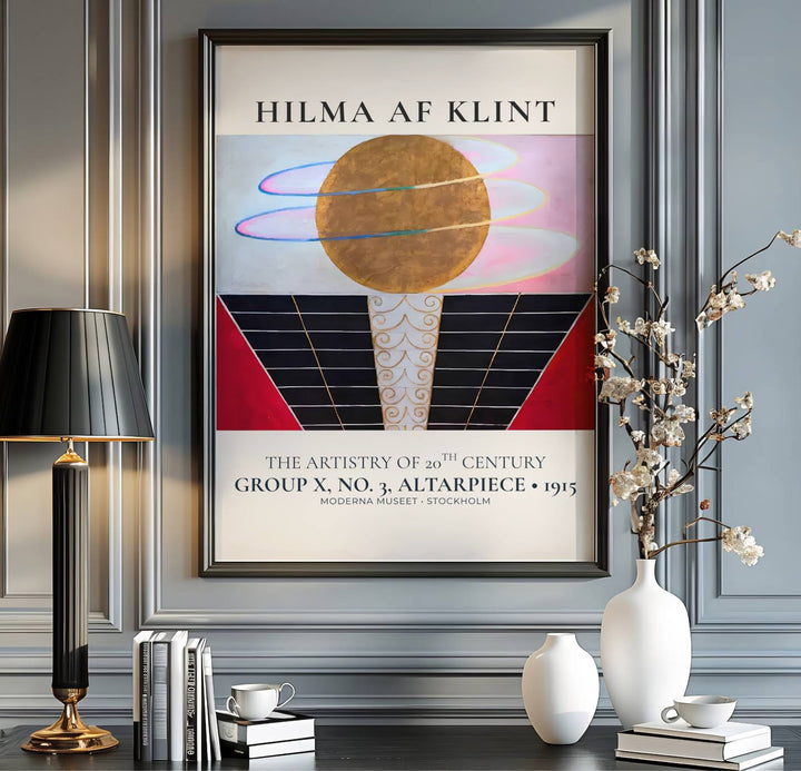 Blending minimalist esoteric elements with sophisticated spatial harmony under Stockholm exhibition typography, this Hilma af Klint Group X No 3 Altarpiece represents a high point in cosmic composition. Offered by MapYourDreams, this artwork is available in flexible options including unframed paper, custom wooden frames, and gallery canvas wraps.