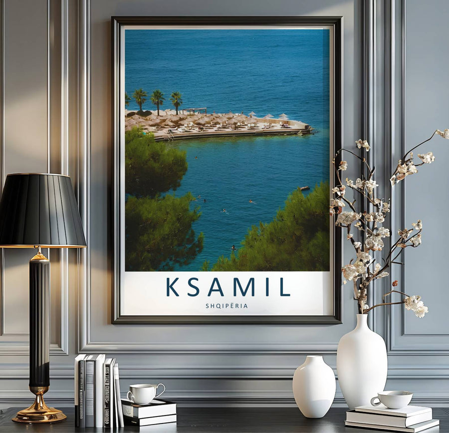 Scenic coastal resort streetscapes and sunlit sandy shores blend seamlessly in this beautiful Balkan travel photography poster. MapYourDreams provides custom choices including unframed paper, wooden frames, and stretched canvas wraps for a polished look.