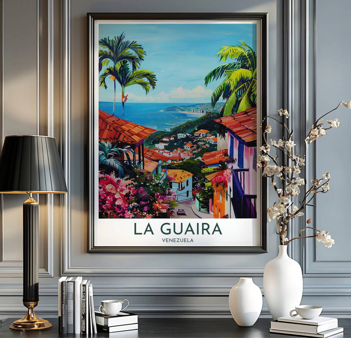 Vibrant painterly coastal art print produced on 220gsm acid-free Epson professional matte paper with archival ultra-chrome inks. Offered in the MapYourDreams store, this artwork suits any room setup in unframed paper, real wood frames, or canvas wrap styles.