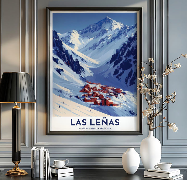 Crisp winter ski resort print produced on 220gsm acid-free Epson professional matte paper with archival ultra-chrome inks. Offered in the MapYourDreams store, this artwork suits any room setup in unframed paper, real wood frames, or canvas wrap styles.