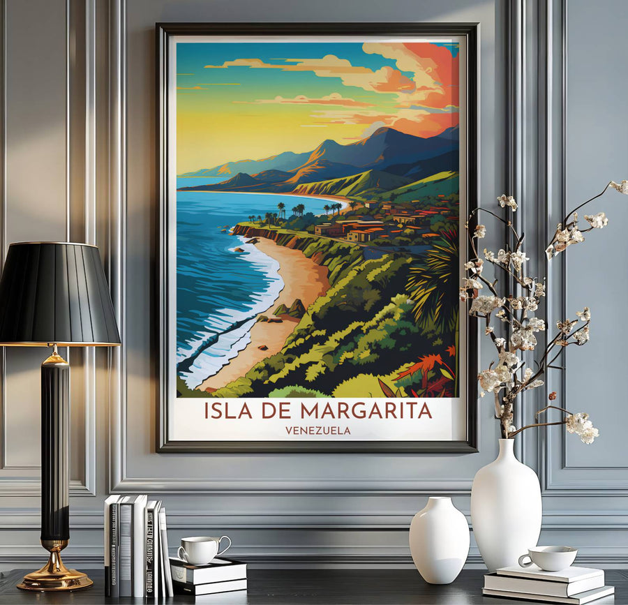 Glowing sunset beach art print produced on 220gsm acid-free Epson professional matte paper with archival ultra-chrome inks. Offered in the MapYourDreams store, this artwork suits any room setup in unframed paper, real wood frames, or canvas wrap styles.