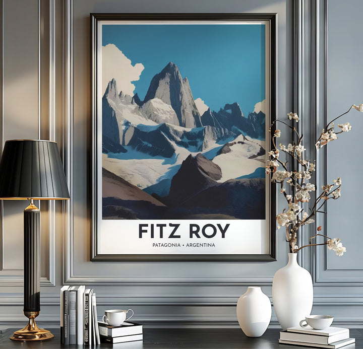 Cool slate blue mountain art print produced on 220gsm acid-free Epson professional matte paper with archival ultra-chrome inks. Offered in the MapYourDreams store, this artwork suits any room setup in unframed paper, real wood frames, or canvas wrap styles.