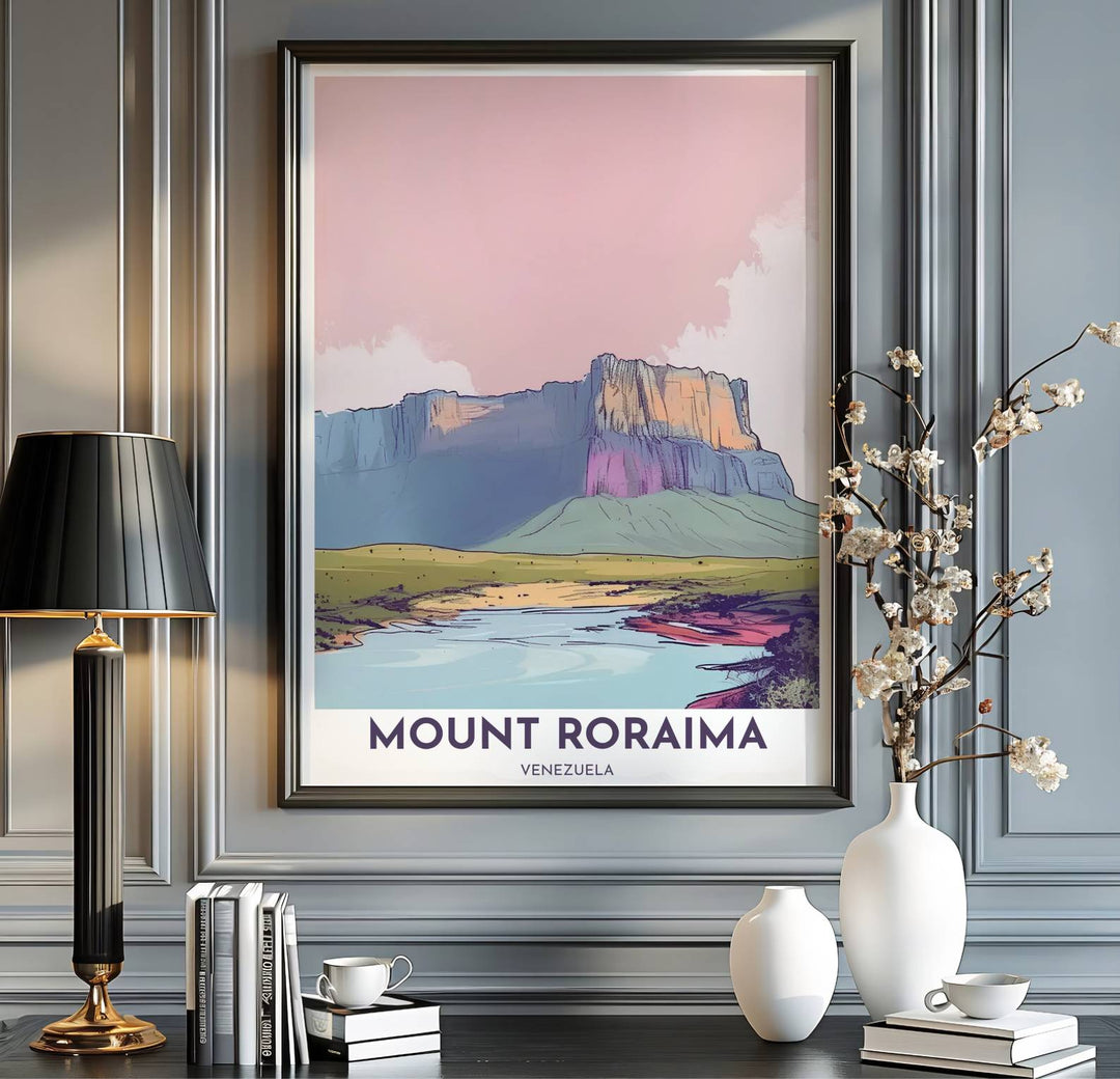 Soft pastel mountain art print produced on 220gsm acid-free Epson professional matte paper with archival ultra-chrome inks. Offered in the MapYourDreams store, this artwork suits any room setup in unframed paper, real wood frames, or canvas wrap styles.