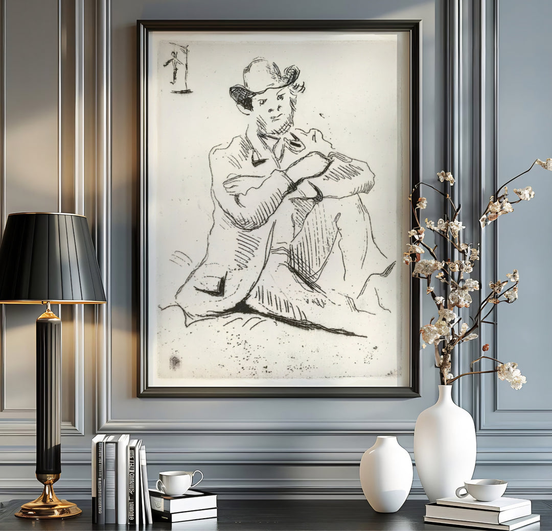 Museum quality fine art poster of Paul Cezanne Guillaumin With Hanged Man 1873 detailing historical etching lines in Auvers-sur-Oise France. MapYourDreams provides premium framed prints, unframed paper wall decor, and stretched canvas choices for office and library spaces.
