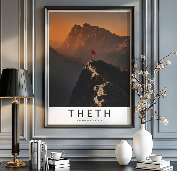 Scenic alpine summits and dramatic lighting blend seamlessly in this beautiful Balkan mountain landscape photography poster for adventurous homes. MapYourDreams provides custom choices like unframed archival paper, custom frames in various finishes, and stretched canvas wraps for a polished look.