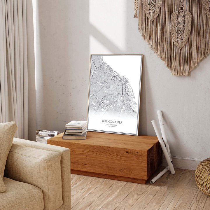 Geometric urban grid print of Buenos Aires providing a clean, technical view of Argentina&
