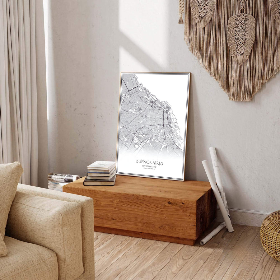 Geometric urban grid print of Buenos Aires providing a clean, technical view of Argentina&