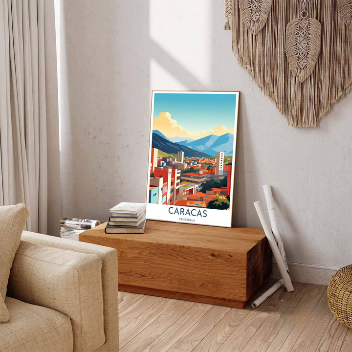Detailed vector geography poster representing the iconic mountain skyline and valley architecture of Caracas, Venezuela. Brought to you by MapYourDreams, this item can be ordered on archival paper, in custom wooden frames, or wrapped on canvas.