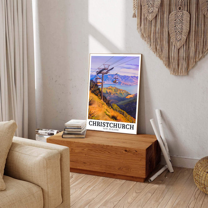 Vintage travel poster aesthetics with vibrant landscape scenery of Port Hills and Lake Ellesmere in ChristChurch shine in this print. MapYourDreams presents quality framed, unframed, and canvas options for decor.