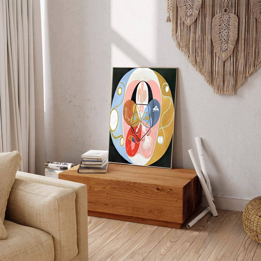 Offering a glimpse into the serene emotional depth of modernist art history rooted in transcendental movements, this expressive Hilma af Klint Evolution No 14 print brings profound character to interiors. Offered by MapYourDreams, this artwork is available in flexible options including unframed paper, custom wooden frames, and gallery canvas wraps.