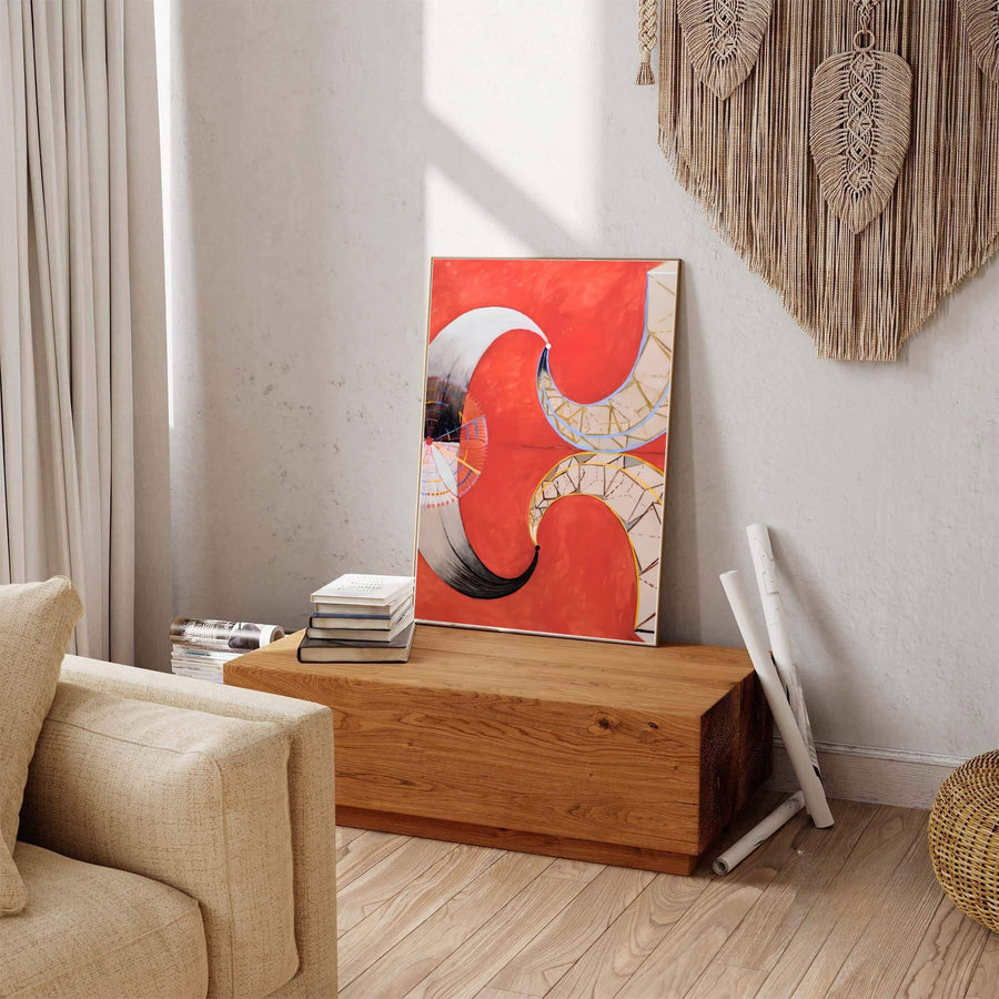 Offering a glimpse into the serene emotional depth of modernist art history rooted in transcendental movements, this expressive Hilma af Klint Group VII The Moon print brings profound character to interiors. Offered by MapYourDreams, this artwork is available in flexible options including unframed paper, custom wooden frames, and gallery canvas wraps.
