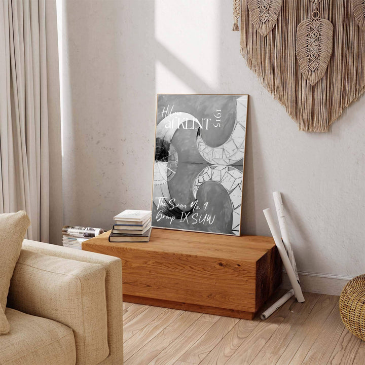 Offering a glimpse into the serene emotional depth of modernist art history preserved in Sweden, this expressive The Swan No 9 1915 print by Hilma af Klint brings character to modern rooms. Offered by MapYourDreams, this artwork is available in flexible options including unframed paper, custom wooden frames, and gallery canvas wraps.