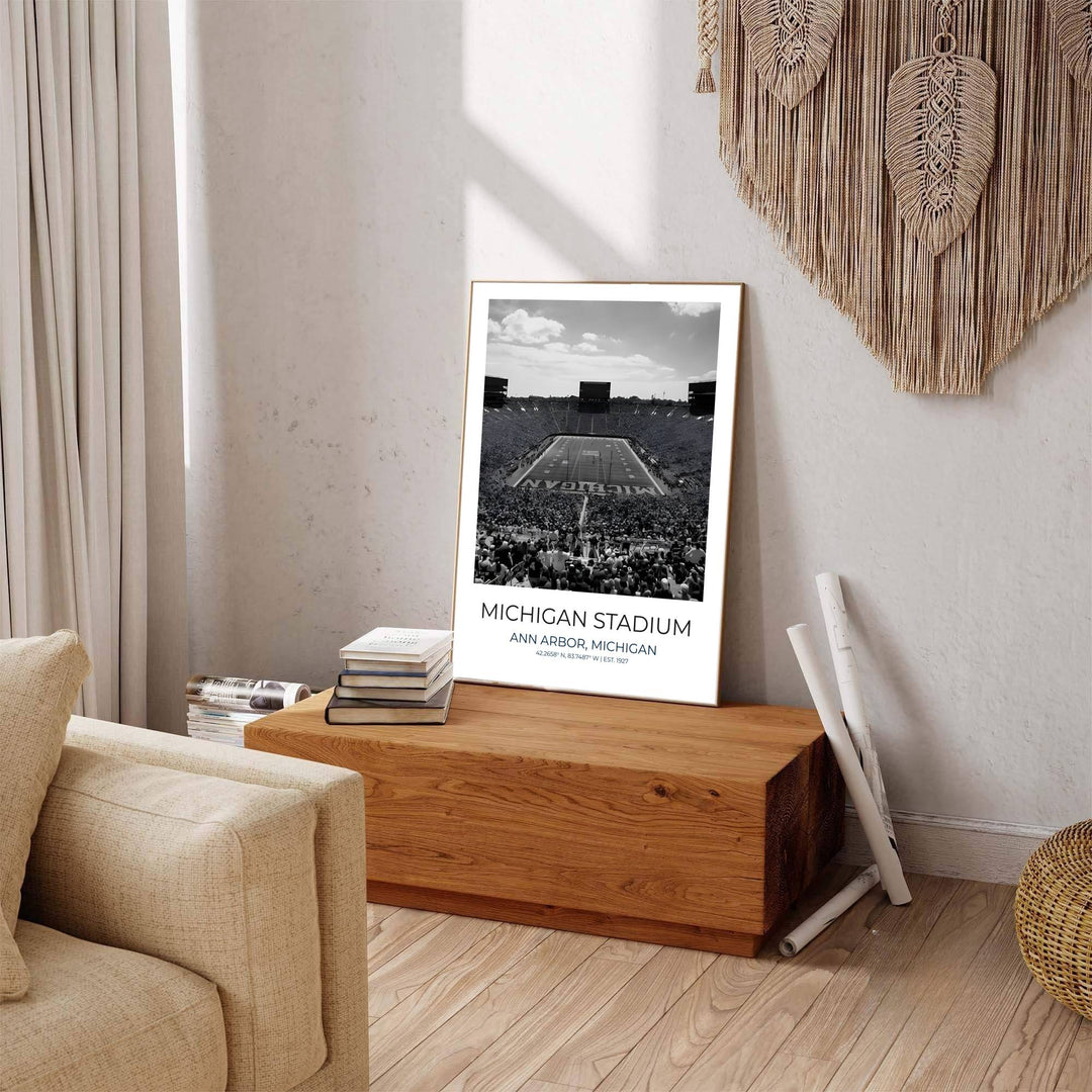 Deep obsidian and silver contrast photo poster of Ann Arbor&