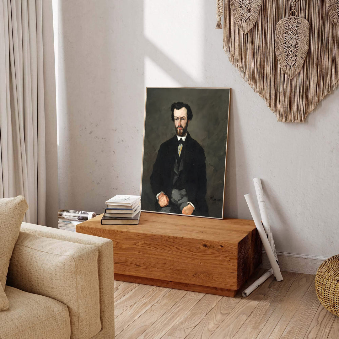 Historic 1866 artwork poster of Paul Cezanne Antony Valabregue 1866 rendered with deep black oil paint in Aix-en-Provence France. Order custom framed prints, unframed paper wall art, or gallery canvas options from MapYourDreams to transform your living room aesthetics.