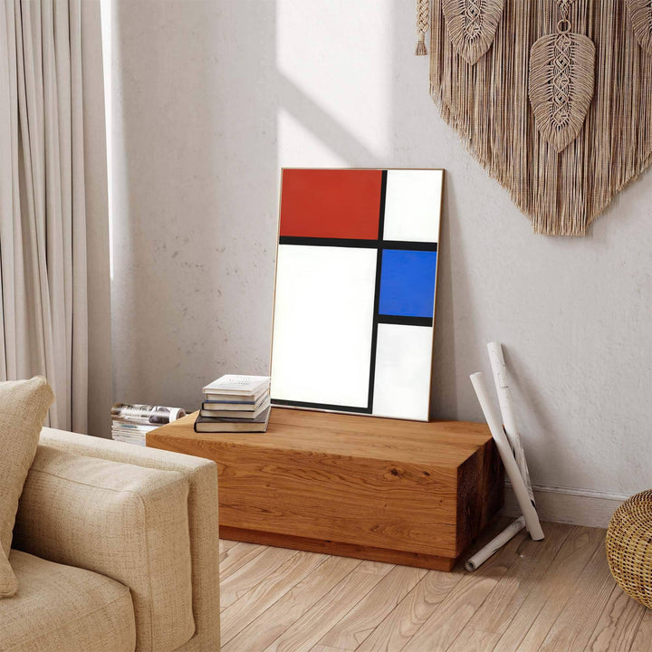 Showcasing the visionary structural technique of the master, this historic Piet Mondrian 1929 Composition No II With Red And Blue poster immortalizes neoplasticism theory with profound grace and absolute graphic restraint. MapYourDreams offers this gallery-worthy geometric print in diverse presentation styles, encompassing traditional paper posters, custom frames in various wood and metallic tones, and premium stretched canvas wraps.