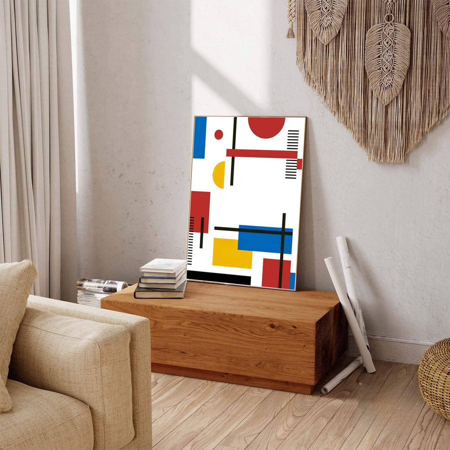 Transcending conventional decorative art, this ethereal Piet Mondrian geometric artwork merges mathematical precision with profound spiritual design subtlety. MapYourDreams presents this Piet Mondrian wall decor with versatile finishing choices, enabling patrons to select traditional unframed prints, custom frames, or gallery-wrapped canvases for their interior design projects.