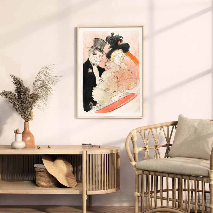 Rare French lithograph poster reproduction of At The Concert (1896), Henri de Toulouse-Lautrec capturing high society figures at a theater in Paris, France. MapYourDreams offers versatile framed wall art, unframed poster prints, and stretched canvas print options for art lovers.