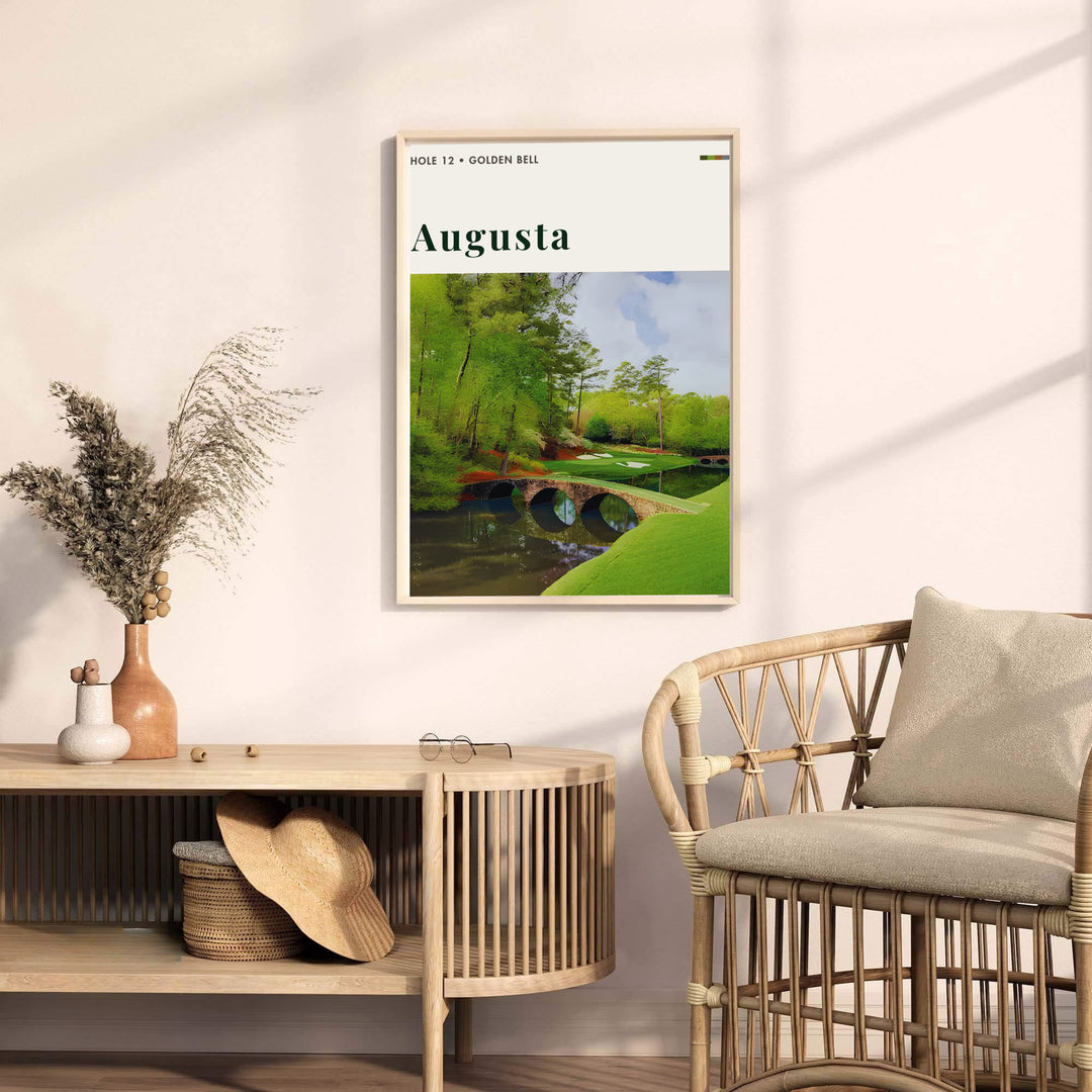 Fine art print of Augusta Georgia showing Hogan Bridge leading to Golden Bell&