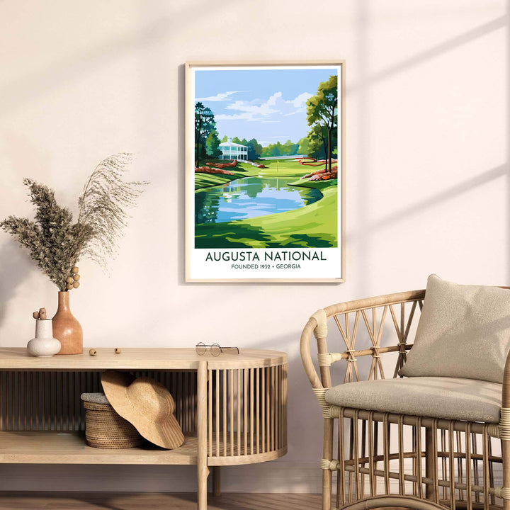 Executive golf wall decor displaying a clean vector depiction of Augusta National&