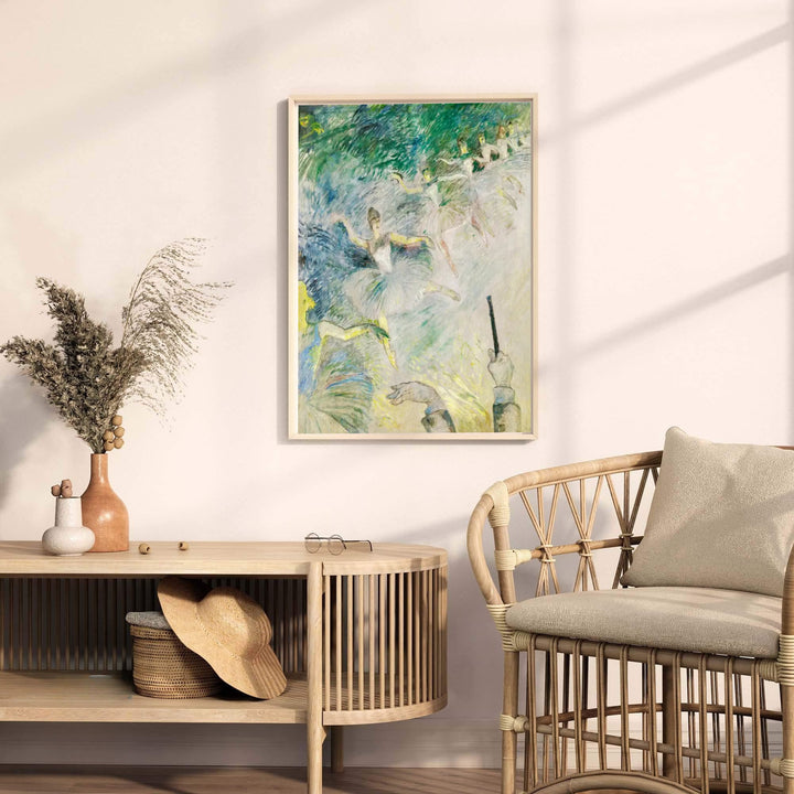 Fine art poster print of Ballet Dancers, Henri de Toulouse-Lautrec rendered in vibrant teal and cream tones set in Paris, France. MapYourDreams provides premium framed prints, unframed paper wall decor, and stretched canvas prints for living rooms, hallways, or studio spaces.