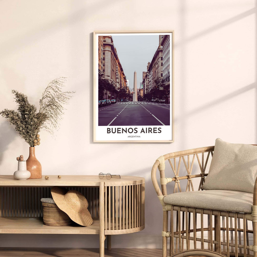 Contemporary vintage photography print of the famous obelisk in central Buenos Aires printed on heavyweight matte archive paper. A fine offering from MapYourDreams, choose between flexible product formats like borderless paper, custom wooden frames, or canvas wraps.