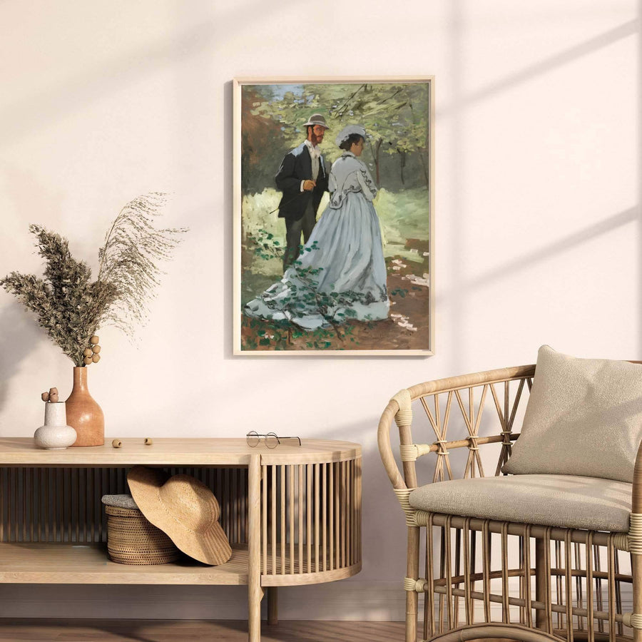 Anchored by striking figure lines and sunlit forest studies reminiscent of famous exhibitions in Paris, France, this Bazille And Camille 1865 wall art captures structural grace. MapYourDreams offers complete display freedom, supporting unframed paper posters, elegant wooden framed units, and ready-to-hang gallery canvas options.