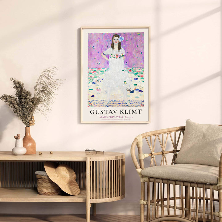 Museum quality fine art poster of Gustav Klimt Mada Primavesi 1913 detailing soft purple tones and floral patterns from The Metropolitan Museum of Art in New York. MapYourDreams provides premium framed prints, unframed paper wall poster decor, and stretched canvas choices for classic homes.