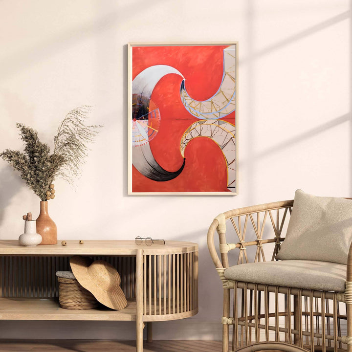 Anchored by striking geometric wireframe motifs rising through the spiritual composition, this Hilma af Klint Group VII The Moon wall decor captures the delicate balance between structure and abstraction. Offered by MapYourDreams, this artwork is available in flexible options including unframed paper, custom wooden frames, and gallery canvas wraps.